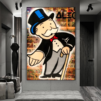 ChandelierDecor - Mr Monopoly Canvas Wall Art: Money Magician Exclusive