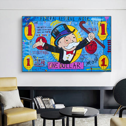 ChandelierDecor - Mr Monopoly Wall Art - One Dollar Money Art