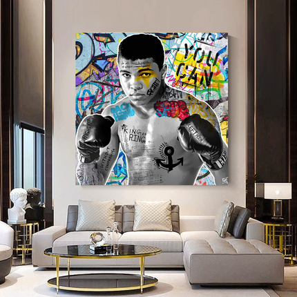 ChandelierDecor - Muhammad Ali Boxer Graffiti Canvas Wall Art