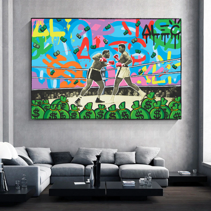 ChandelierDecor - Muhammad Ali Boxing King in the Ring by Alec Canvas Wall Art