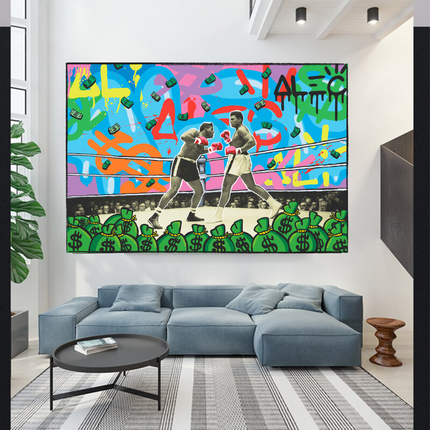 ChandelierDecor - Muhammad Ali Boxing King in the Ring by Alec Canvas Wall Art