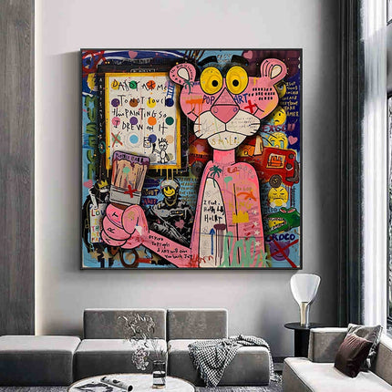 ChandelierDecor - Nostalgic Pink Panther Poster - Fun Cartoon Print