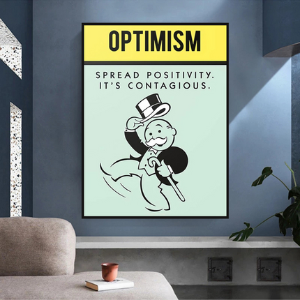 ChandelierDecor - Optimism Spread Positivity: Monopoly Canvas Wall Art