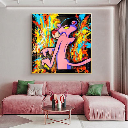 ChandelierDecor - Pink Panther Poster - Nostalgic Cartoon Charm