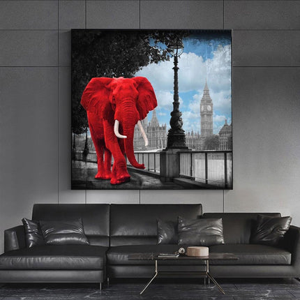 ChandelierDecor - Pop Art Animal Canvas Painting - Elephant and Rhino Wall Art