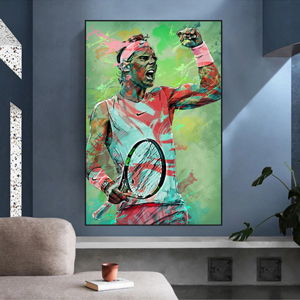 ChandelierDecor - Rafael Nadal Tennis Canvas Wall Art - Sports Legend Decor