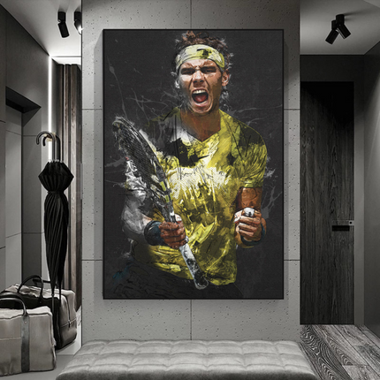 ChandelierDecor - Rafael Nadal Tennis Legend Canvas Wall Art - Famous Sports Decor