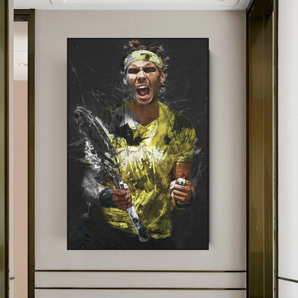 ChandelierDecor - Rafael Nadal Tennis Legend Canvas Wall Art - Famous Sports Decor