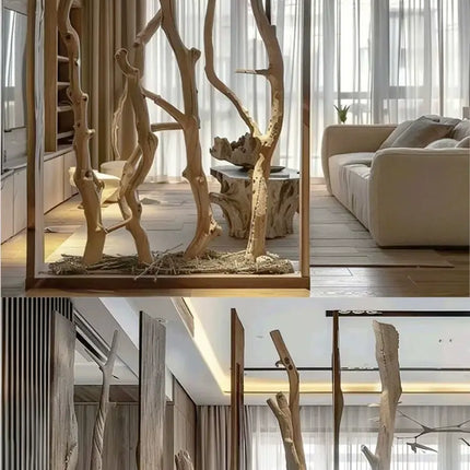 ChandelierDecor - Real Oak Wood Trunks Room Divider – Natural Dry Branch