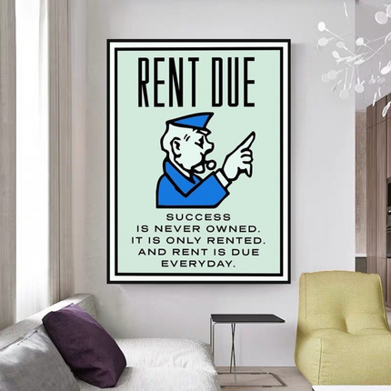 ChandelierDecor - Rent Due Board Game - Monopoly Wall Art for Game Night