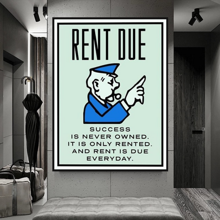 ChandelierDecor - Rent Due Board Game - Monopoly Wall Art for Game Night