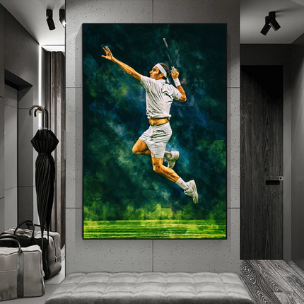 ChandelierDecor - Roger Federer Canvas Wall Art - Legendary Sports Decor