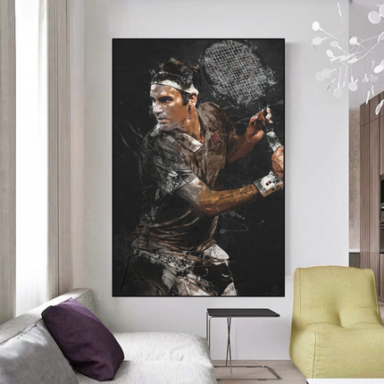 ChandelierDecor - Roger Federer Tennis Legend Canvas Wall Art - Sports Decor