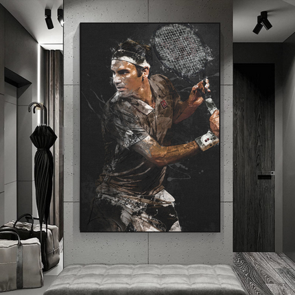 ChandelierDecor - Roger Federer Tennis Legend Canvas Wall Art - Sports Decor