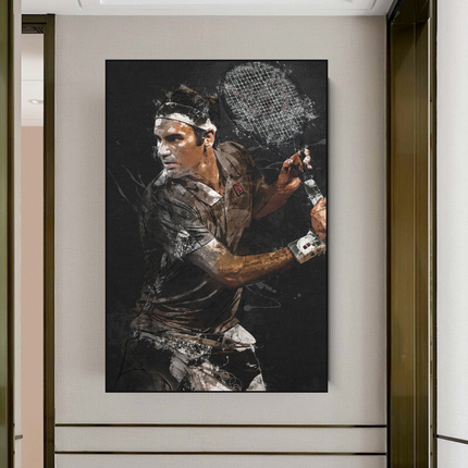 ChandelierDecor - Roger Federer Tennis Legend Canvas Wall Art - Sports Decor