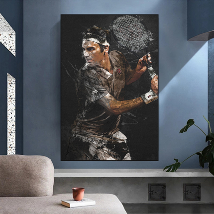 ChandelierDecor - Roger Federer Tennis Legend Canvas Wall Art - Sports Decor