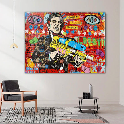 ChandelierDecor - Scarface Pablo Graffiti Canvas Wall Art: Vibrant Masterpiece