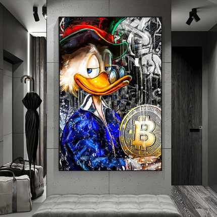 ChandelierDecor - Scrooge McDuck Bitcoin Millionaire Canvas Wall Art Poster
