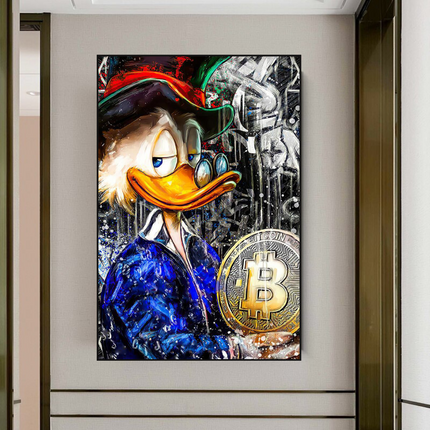 ChandelierDecor - Scrooge McDuck Bitcoin Millionaire Canvas Wall Art Poster