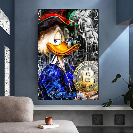 ChandelierDecor - Scrooge McDuck Bitcoin Millionaire Canvas Wall Art Poster