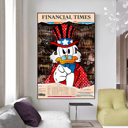 ChandelierDecor - Scrooge McDuck Canvas Wall Art - Financial Times