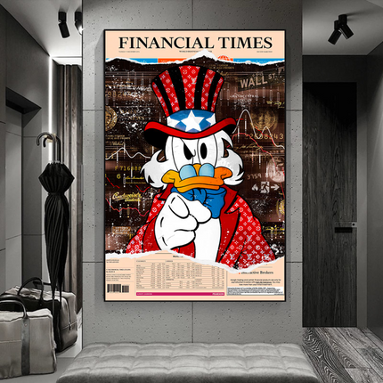 ChandelierDecor - Scrooge McDuck Canvas Wall Art - Financial Times
