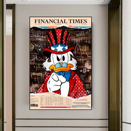 ChandelierDecor - Scrooge McDuck Canvas Wall Art - Financial Times
