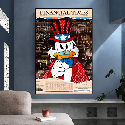 ChandelierDecor - Scrooge McDuck Canvas Wall Art - Financial Times