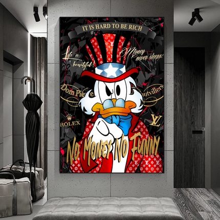 ChandelierDecor - Scrooge McDuck Canvas Wall Art - No Money No Honey