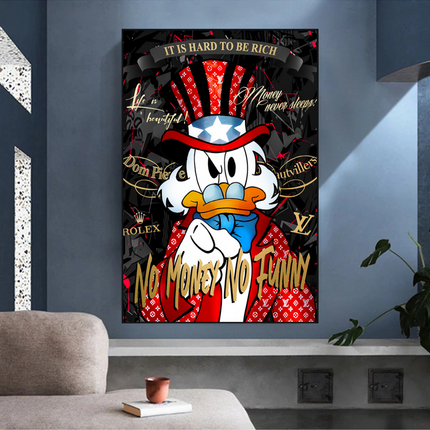 ChandelierDecor - Scrooge McDuck Canvas Wall Art - No Money No Honey