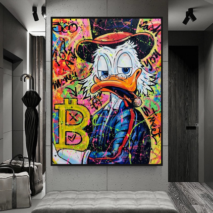 ChandelierDecor - Scrooge McDuck Pop Art Bitcoin Millionaire Canvas Wall Art