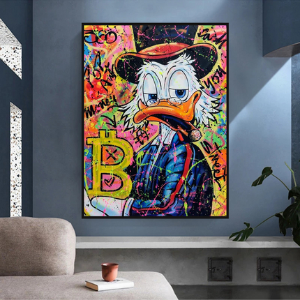 ChandelierDecor - Scrooge McDuck Pop Art Bitcoin Millionaire Canvas Wall Art