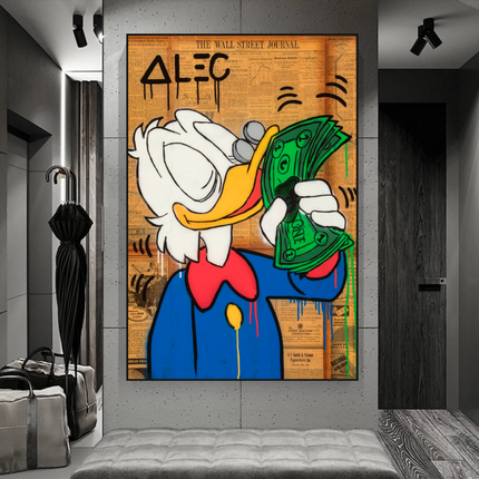 ChandelierDecor - Scrooge McDuck Smells Money by Alec Canvas Wall Art