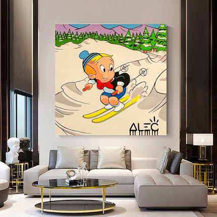 ChandelierDecor - SkiingRichie Rich Canvas Wall Art: Enhance Your Skiing Décor