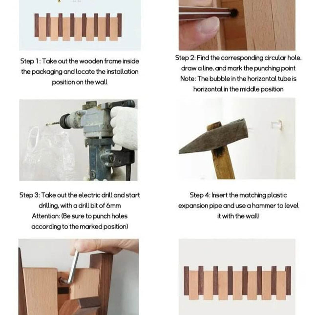ChandelierDecor - Solid Wood Clothes Hanging Wall Mounted Rack