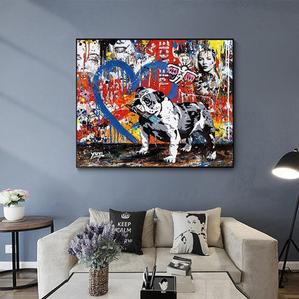 ChandelierDecor - Street Graffiti Art Dog Canvas Wall Art