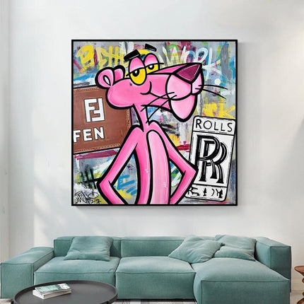 ChandelierDecor - Stylish Pink Panther Poster - Expressive Art Piece