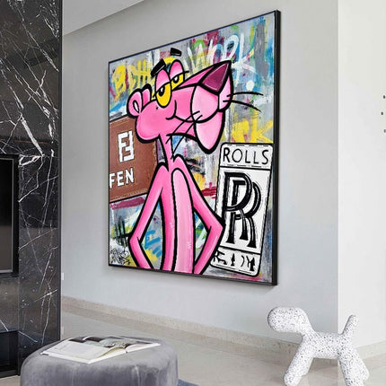 ChandelierDecor - Stylish Pink Panther Poster - Expressive Art Piece