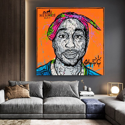 ChandelierDecor - TuPac Graffiti Canvas Wall Art - Gift for Music Lovers