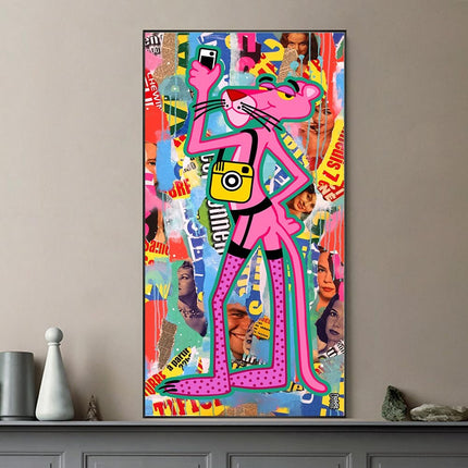 ChandelierDecor - Whimsical Pink Panther Poster - Expressive Artistry