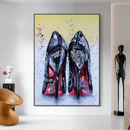 ChandelierDecor - Women Black High Heels Shoes Canvas Wall Art
