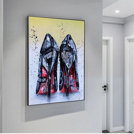 ChandelierDecor - Women Black High Heels Shoes Canvas Wall Art