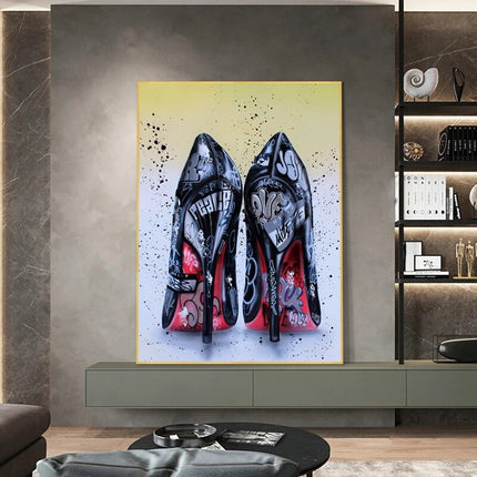 ChandelierDecor - Women Black High Heels Shoes Canvas Wall Art