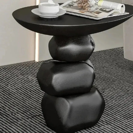 ChandelierDecor - Wood & Stone Side Table – Natural Rock Art Accent