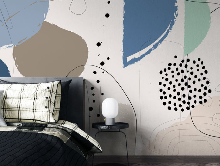 Abstract Shape Spheres - Living Room Wallpaper-GraffitiWallArt