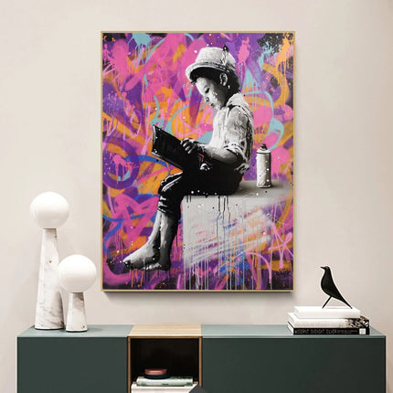 ChandelierDecor - Banksy Graffiti Art Love Boy and Girl Canvas Wall Art