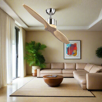 ChandelierDecor - Solid Wooden Blade Ceiling Fan 60 Inch with Remote