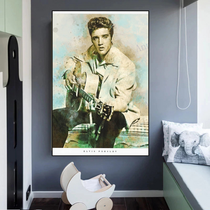 ChandelierDecor - Elvis Presley Singer Portrait Canvas Painting Abstract Magazine Wall Art