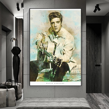 ChandelierDecor - Elvis Presley Singer Portrait Canvas Painting Abstract Magazine Wall Art