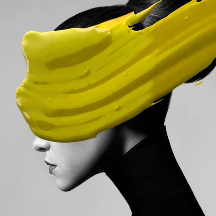 ChandelierDecor - Modern Black Women With Yellow Hat Canvas Wall Art